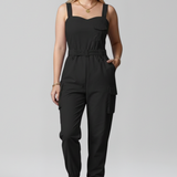 Damen-Jumpsuit mit quadratischem Ausschnitt und verstellbaren Trägern