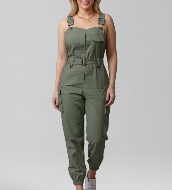 Damen-Jumpsuit mit quadratischem Ausschnitt und verstellbaren Trägern