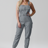 Damen-Jumpsuit mit quadratischem Ausschnitt und verstellbaren Trägern