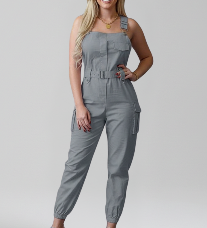 Damen-Jumpsuit mit quadratischem Ausschnitt und verstellbaren Trägern