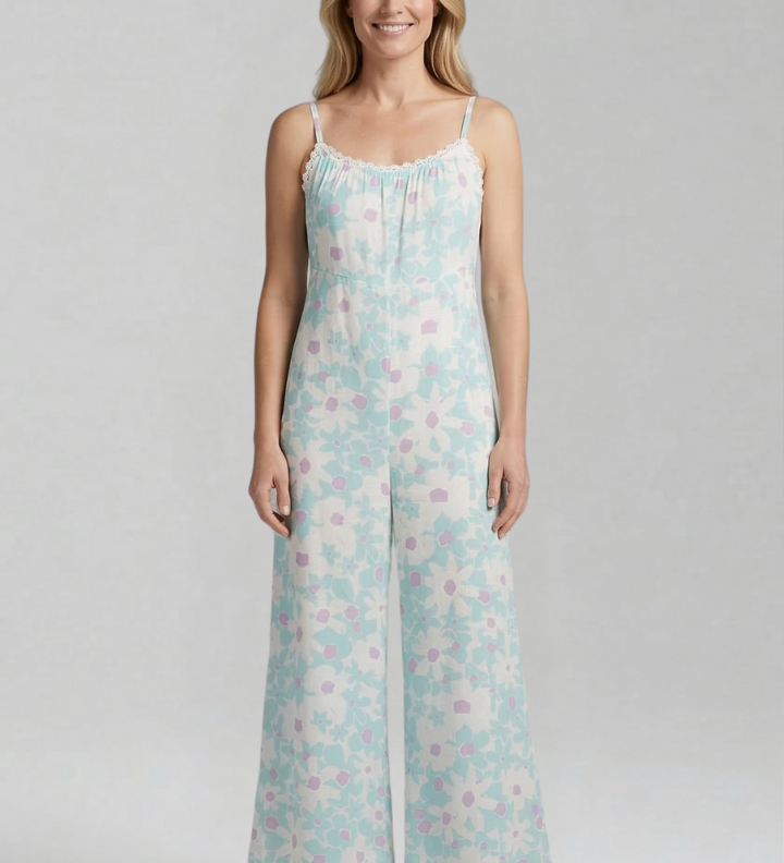 Damen-Jumpsuit mit quadratischem Ausschnitt und bedruckter Oberfläche