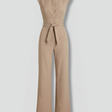 Damen-Jumpsuit mit Stehkragen und Taillenkordel