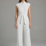 Damen-Jumpsuit mit Stehkragen und Taillenkordel