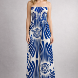 Damen-Jumpsuit mit strapless Dekolleté und bedruckter Oberfläche