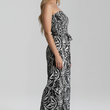 Damen-Jumpsuit mit schulterfreiem Ausschnitt und bedruckter Oberfläche