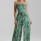 Damen-Jumpsuit mit schulterfreiem Ausschnitt und bedruckter Oberfläche