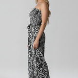 Damen-Jumpsuit mit schulterfreiem Ausschnitt und bedruckter Oberfläche