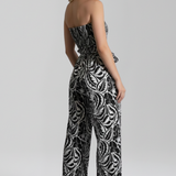 Damen-Jumpsuit mit schulterfreiem Ausschnitt und bedruckter Oberfläche