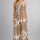 Damen-Jumpsuit mit strapless Dekolleté und bedruckter Oberfläche