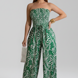 Damen-Jumpsuit mit schulterfreiem Ausschnitt und bedruckter Oberfläche