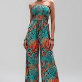 Damen-Jumpsuit mit schulterfreiem Ausschnitt und bedruckter Oberfläche