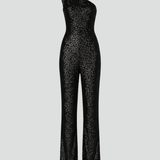 Damen-Jumpsuit mit schulterfreiem Ausschnitt und strukturiertem Oberflächenfinish