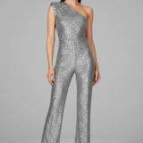 Damen-Jumpsuit mit schulterfreiem Ausschnitt und strukturiertem Oberflächenfinish