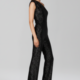 Damen-Jumpsuit mit schulterfreiem Ausschnitt und strukturiertem Oberflächenfinish