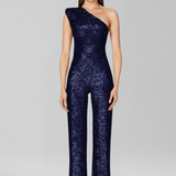 Damen-Jumpsuit mit schulterfreiem Ausschnitt und strukturiertem Oberflächenfinish