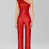 Damen-Jumpsuit mit schulterfreiem Ausschnitt und strukturiertem Oberflächenfinish