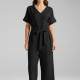 Damen-Jumpsuit mit V-Ausschnitt und Bindegürtel
