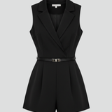 Damen-Jumpsuit mit V-Ausschnitt und Taillengürtel