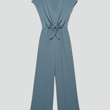 Damen-Jumpsuit mit V-Ausschnitt und gebundenem Bund