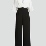 Damen-Jumpsuit mit V-Ausschnitt und weitem Bein