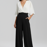 Damen-Jumpsuit mit V-Ausschnitt und weitem Bein