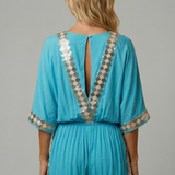Damen-Jumpsuit mit V-Ausschnitt und weitem Bein