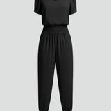 Damen-Jumpsuit mit V-Ausschnitt und elastischem Bund