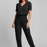Damen-Jumpsuit mit V-Ausschnitt und elastischem Bund