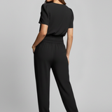 Damen-Jumpsuit mit V-Ausschnitt und elastischem Bund