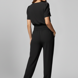 Damen-Jumpsuit mit V-Ausschnitt und elastischem Bund