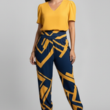 Damen-Jumpsuit mit V-Ausschnitt und elastischem Bund
