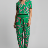 Damen-Jumpsuit mit V-Ausschnitt und elastischem Bund
