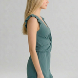 Damen-Jumpsuit mit V-Ausschnitt und floralem Muster