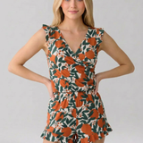 Damen-Jumpsuit mit V-Ausschnitt und floralem Muster