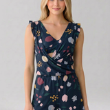 Damen-Jumpsuit mit V-Ausschnitt und floralem Muster