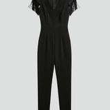 Damen-Jumpsuit mit V-Ausschnitt und Fransen-Schultern