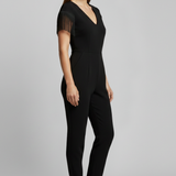 Damen-Jumpsuit mit V-Ausschnitt und Fransen-Schultern