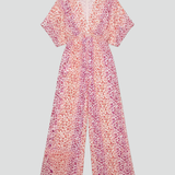 Damen-Jumpsuit mit V-Ausschnitt und bedruckter Oberfläche