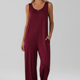 Damen-Jumpsuit mit V-Ausschnitt und seitlichen Taschen