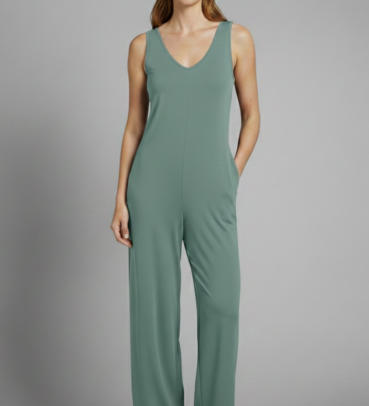 Damen-Jumpsuit mit V-Ausschnitt und ärmellosem Schnitt