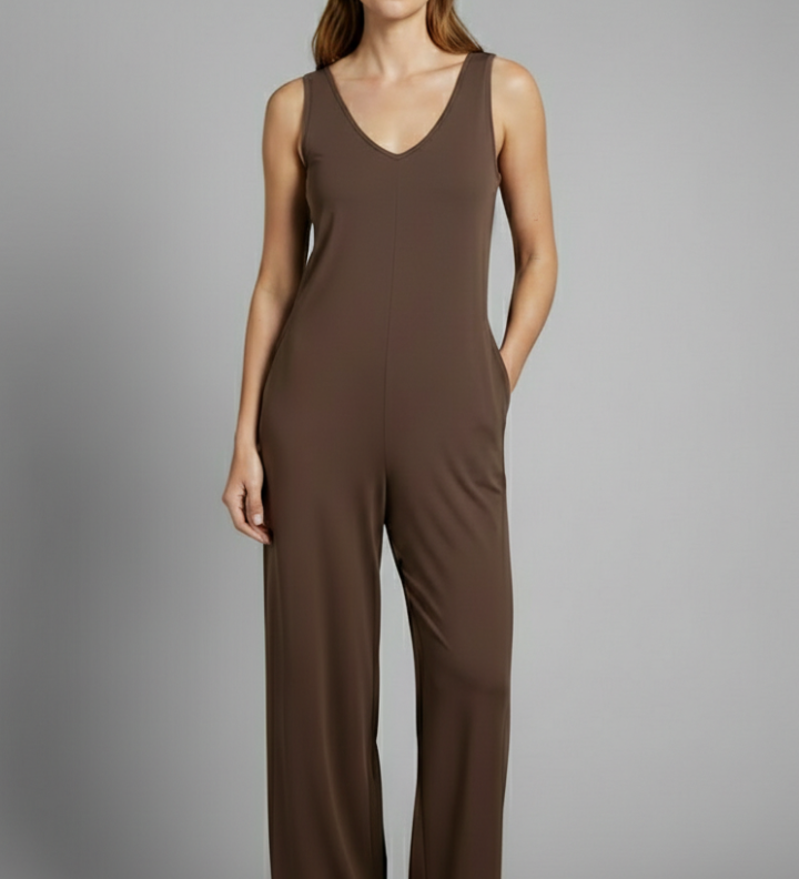 Damen-Jumpsuit mit V-Ausschnitt und ärmellosem Schnitt