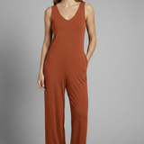 Damen-Jumpsuit mit V-Ausschnitt und ärmellosem Schnitt