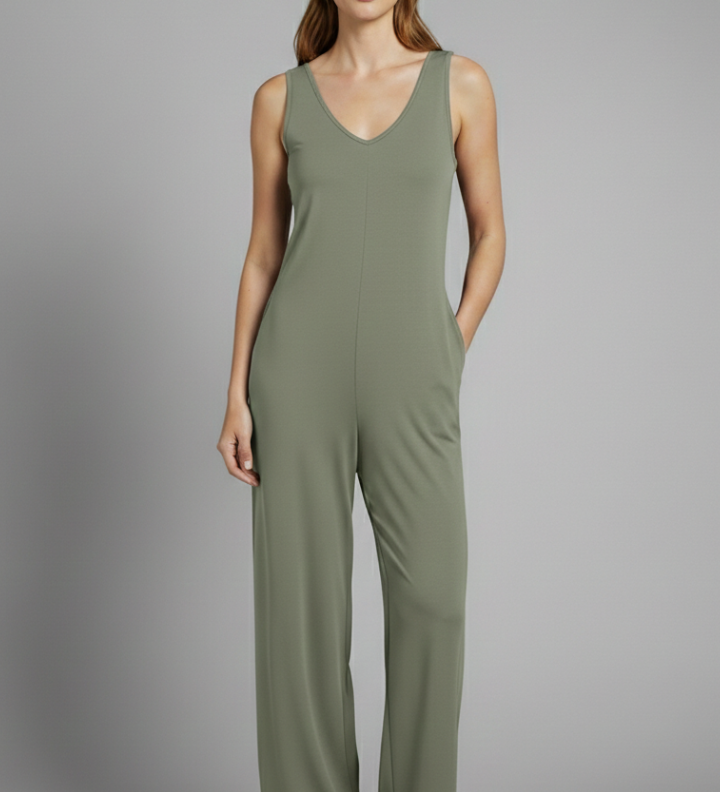 Damen-Jumpsuit mit V-Ausschnitt und ärmellosem Schnitt