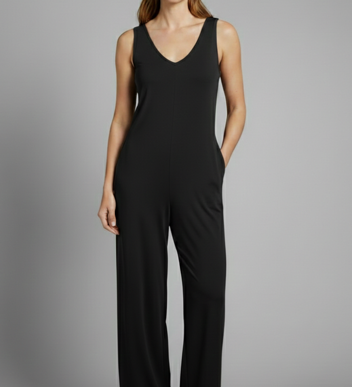 Damen-Jumpsuit mit V-Ausschnitt und ärmellosem Schnitt