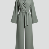Damen-Jumpsuit mit V-Ausschnitt und Taillengürtel