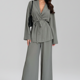 Damen-Jumpsuit mit V-Ausschnitt und Taillengürtel