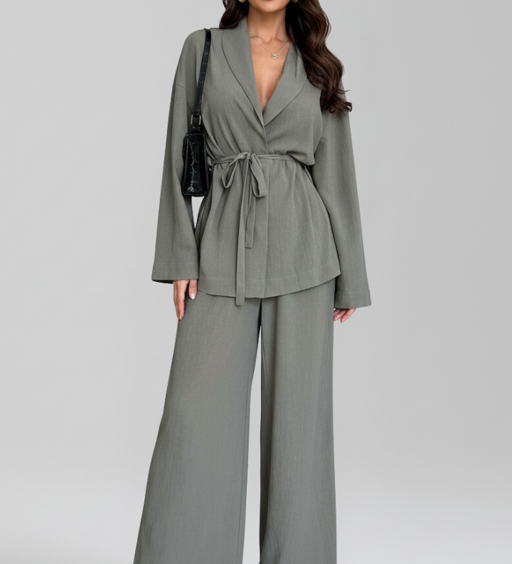 Damen-Jumpsuit mit V-Ausschnitt und Taillengürtel