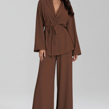 Damen-Jumpsuit mit V-Ausschnitt und Taillengürtel