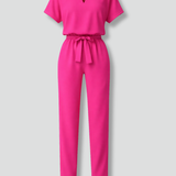 Damen-Jumpsuit mit V-Ausschnitt und Taillenschnürung