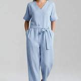 Damen-Jumpsuit mit V-Ausschnitt und Taillenband